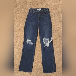 Hollister Women's Straight Leg Jeans - Dark Blue